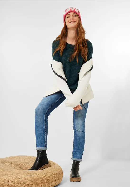 Trui in gemengde look pine green heather melange