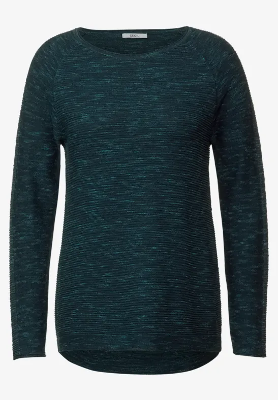 Trui in gemengde look pine green heather melange