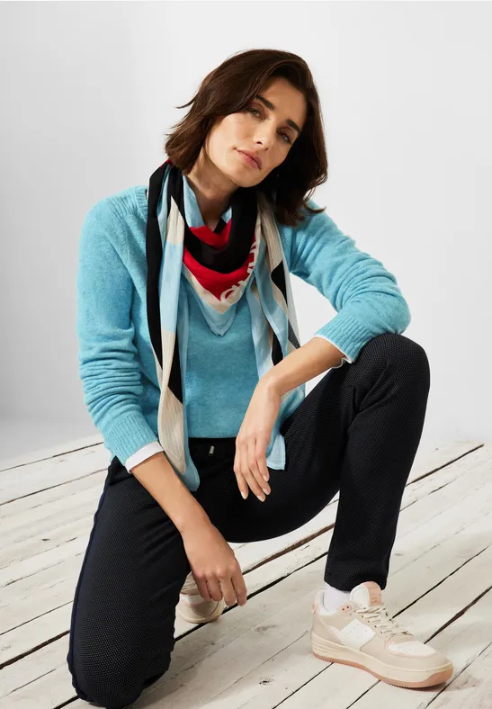 Pull-over cosy aquatic blue melange