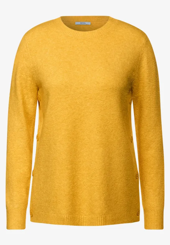 Pull-over en tricot de couleur unie curry yellow melange