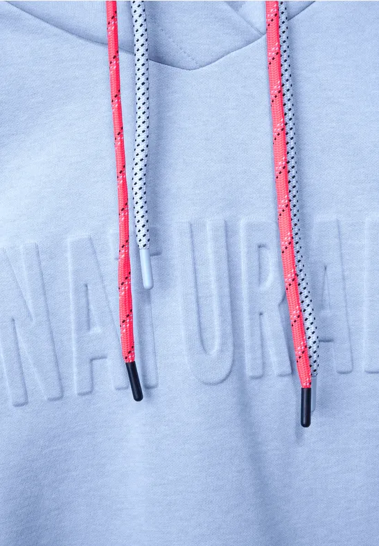 Sweat-shirt long à capuche light blue melange