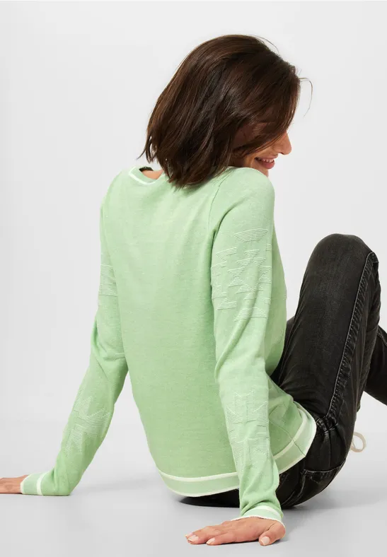 Trui met patroon light salvia green