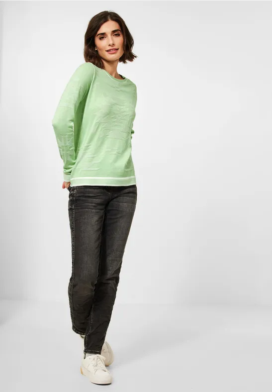 Trui met patroon light salvia green