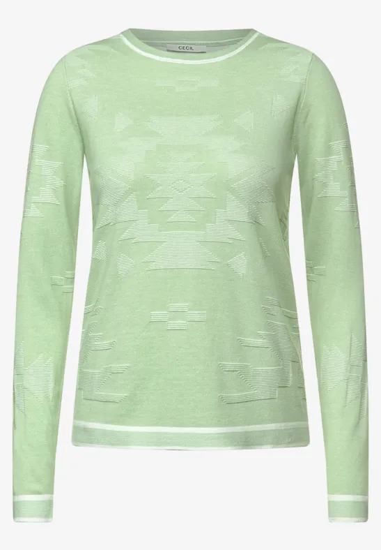 Trui met patroon light salvia green