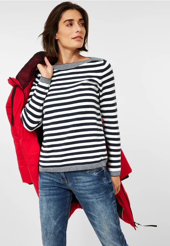 Pull-over à rayures cosy night sky blue