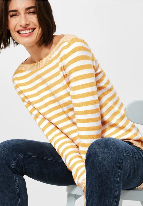 Pull-over à rayures cosy curry yellow