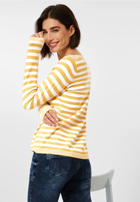 Pull-over à rayures cosy curry yellow