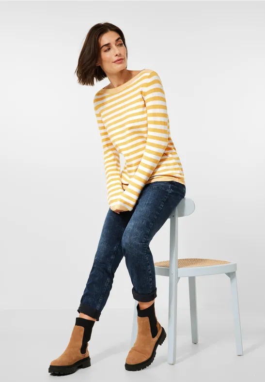 Pull-over à rayures cosy curry yellow