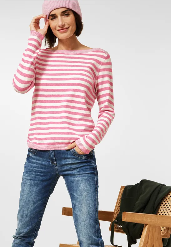 Pull-over à rayures cosy frosted rose