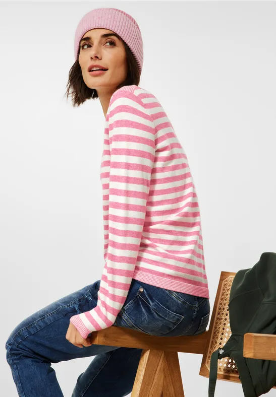 Pull-over à rayures cosy frosted rose