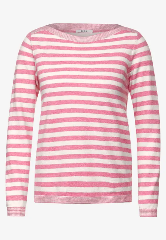 Pull-over à rayures cosy frosted rose