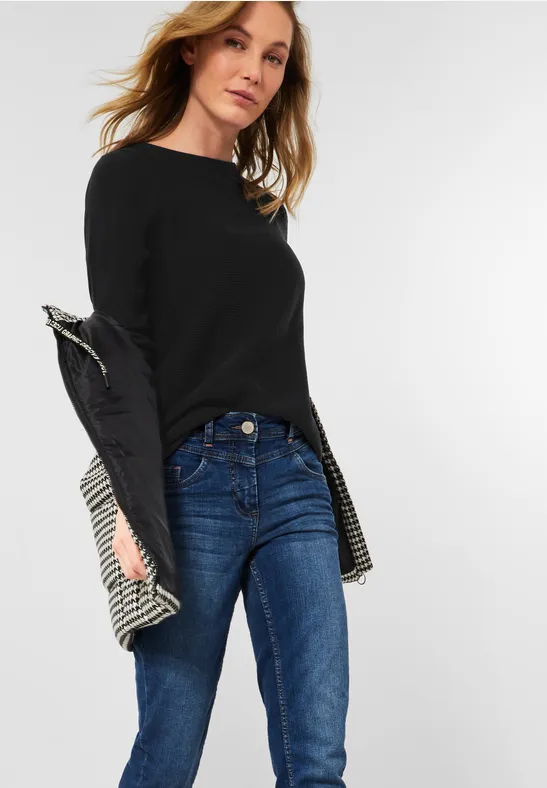 Cecil Damen Pullover 3015559 - Strukturierter Strickpullover Mit Rundhalsausschnitt