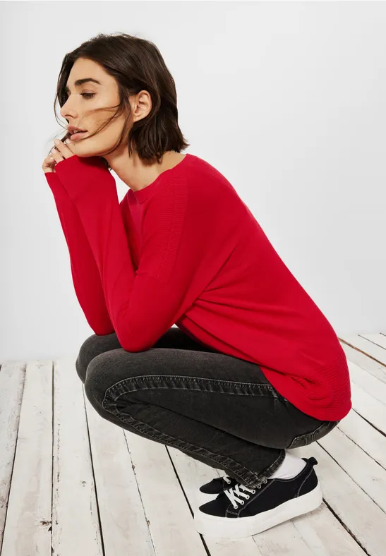Basic gebreide trui strong red