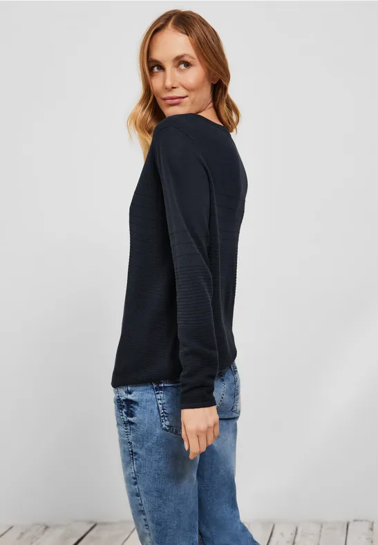 Trui met structuurmix deep blue