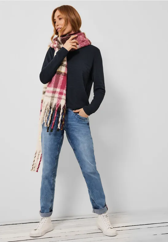 Trui met structuurmix deep blue