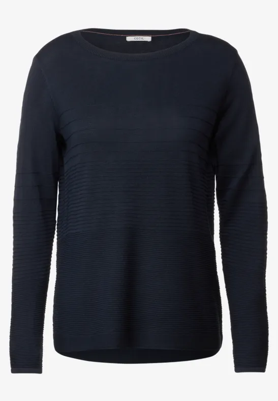 Trui met structuurmix deep blue