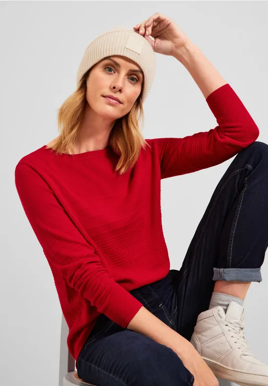 Trui met structuurmix strong red