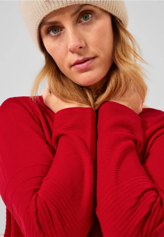 Trui met structuurmix strong red