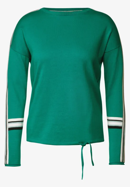 Trui met gestreepte details smaragd green