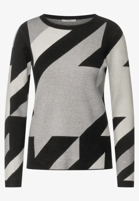Cosy Jacquard Pullover mineral grey melange