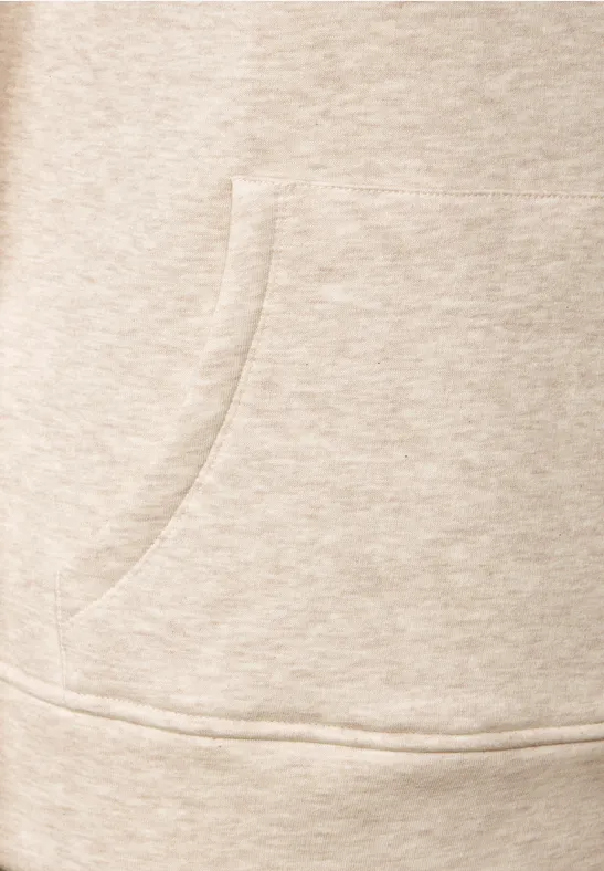 Sweatshirt met grote kraag alabaster beige melange