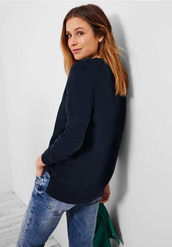 Pullover in Doubleface-Optik deep blue