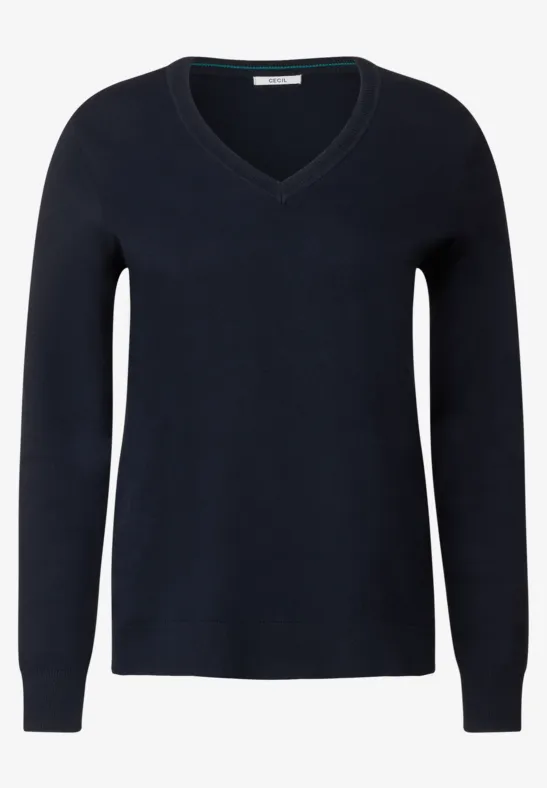 Pullover in Doubleface-Optik deep blue