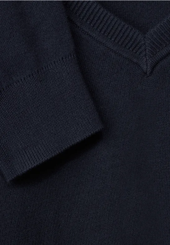 Pullover in Doubleface-Optik deep blue