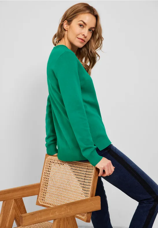 Trui in doubleface-look smaragd green