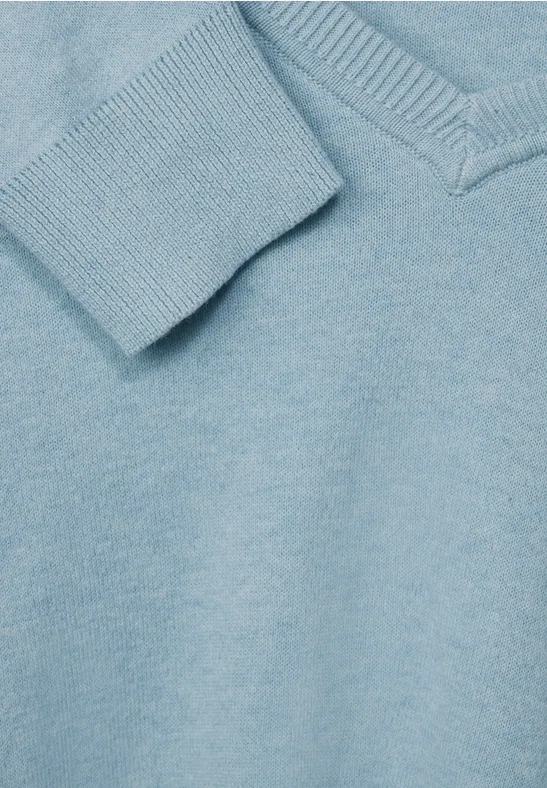 Trui in doubleface-look faded blue melange