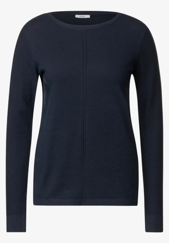 Cosy trui met structuurmix deep blue