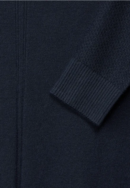 Cosy trui met structuurmix deep blue