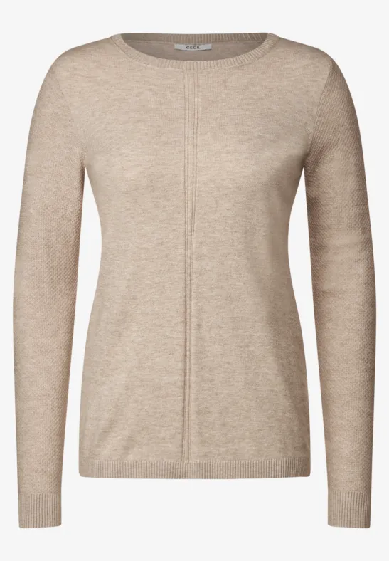 Cosy trui met structuurmix almond beige melange