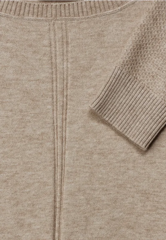 Cosy trui met structuurmix almond beige melange