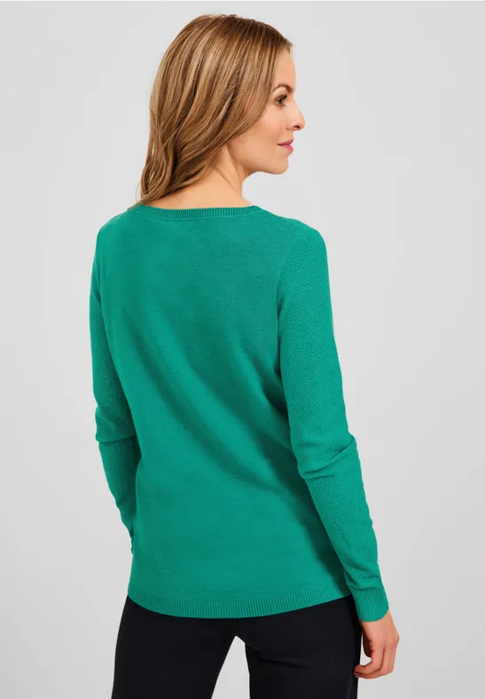 Cosy trui met structuurmix smaragd green