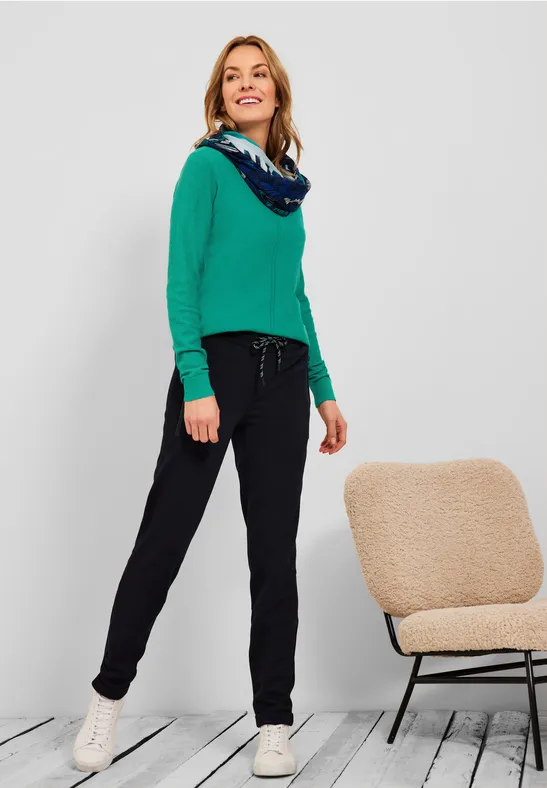 Cosy trui met structuurmix smaragd green