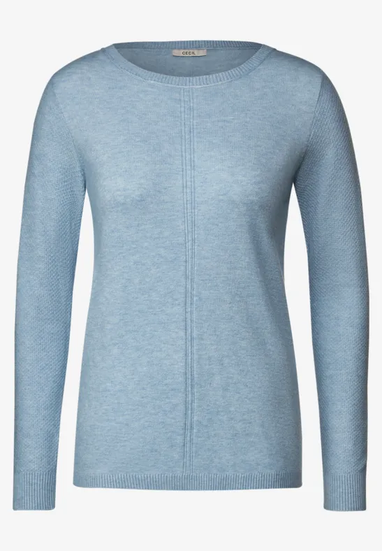 Cosy Pullover im Strukturmix faded blue melange
