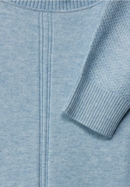 Cosy Pullover im Strukturmix faded blue melange
