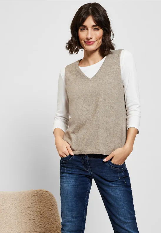 Pull débardeur douillet almond beige melange