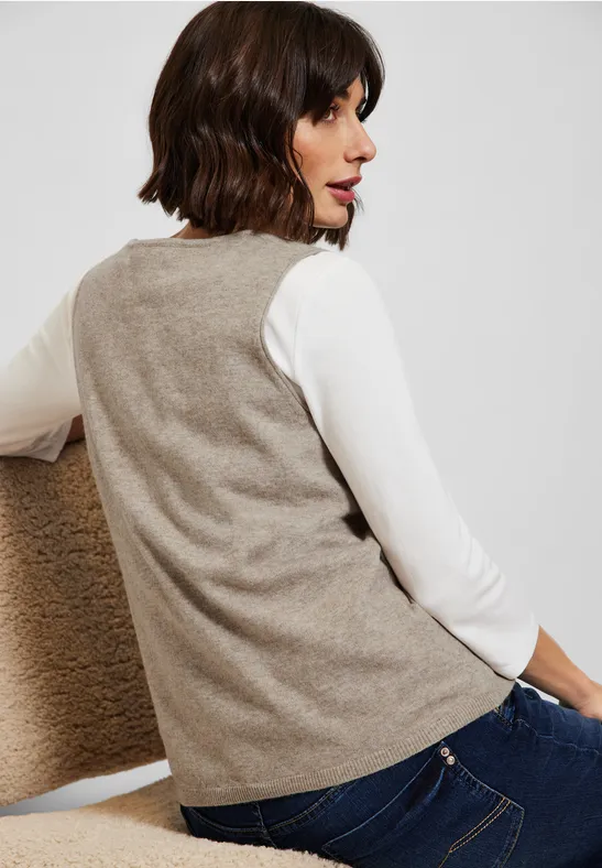 Pull débardeur douillet almond beige melange