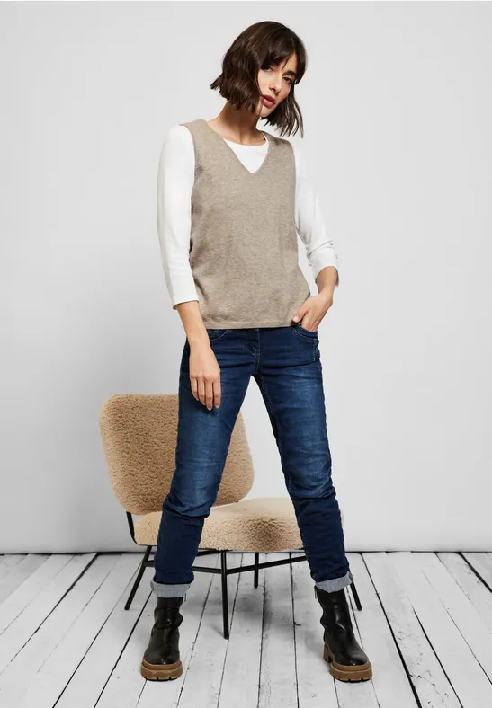 Pull débardeur douillet almond beige melange