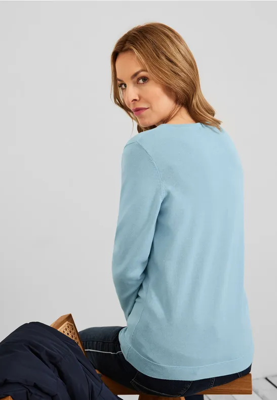 Trui met V-hals faded blue
