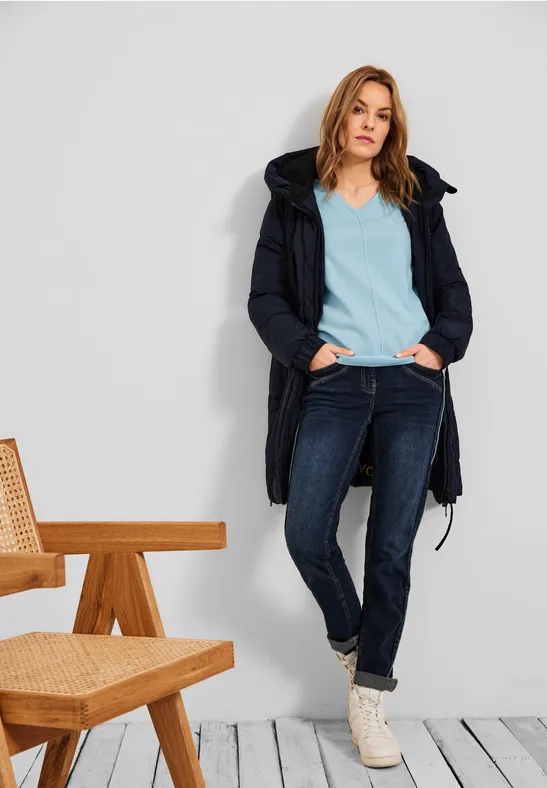 Trui met V-hals faded blue