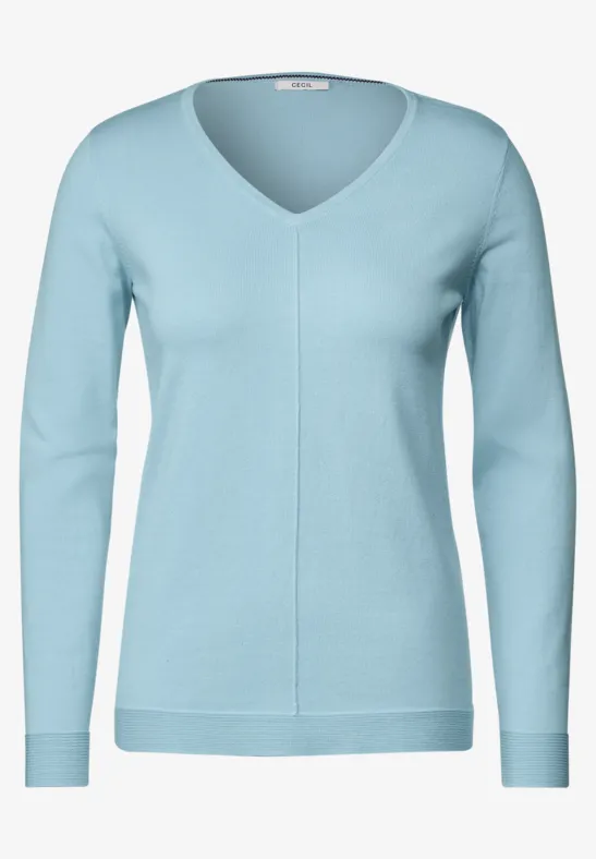 Trui met V-hals faded blue