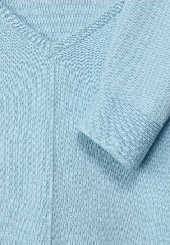 Trui met V-hals faded blue