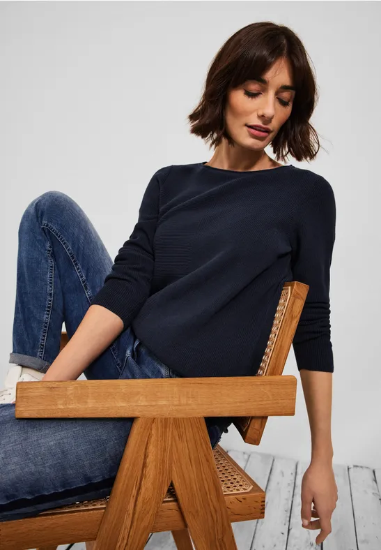 Trui met structuurmix deep blue
