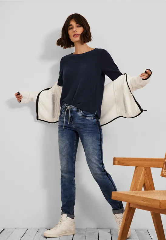 Trui met structuurmix deep blue