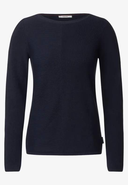Trui met structuurmix deep blue