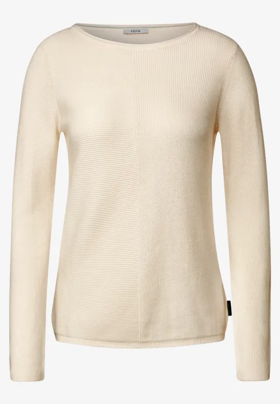 Trui met structuurmix raw sand beige