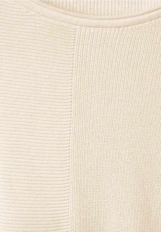 Trui met structuurmix raw sand beige